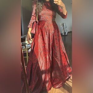 Dark red and black holiday / party / christmas dress